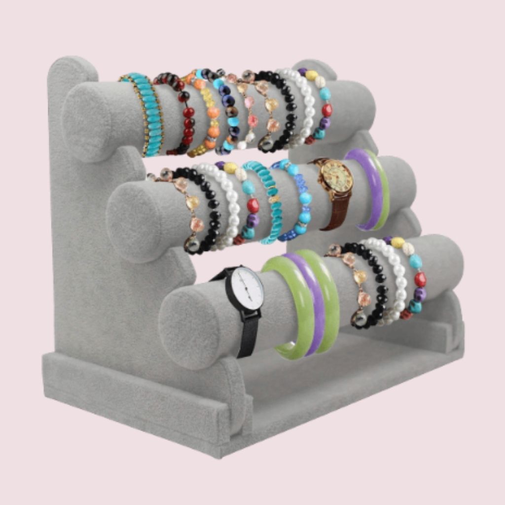 Order this 3-Tier Premium Bracelet Stand that is Designed using the highest quality materials, besides presenting a perfect, functional organization tool for favorite jewelry and accessories. 