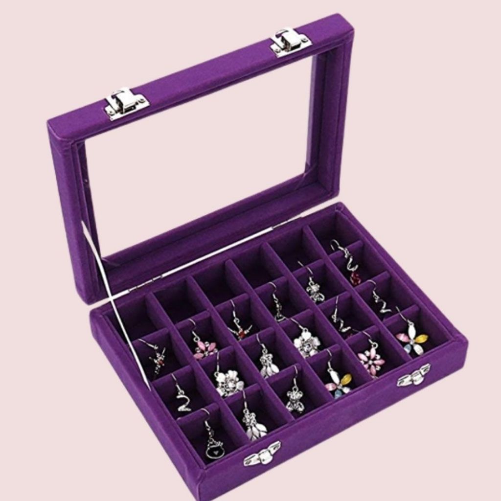 Order this perfect display case for women to store all their jewelry accessories? this premium 24 grid jewelry storage display case that will help you to store your valuable rings & earrings safely in organized way.