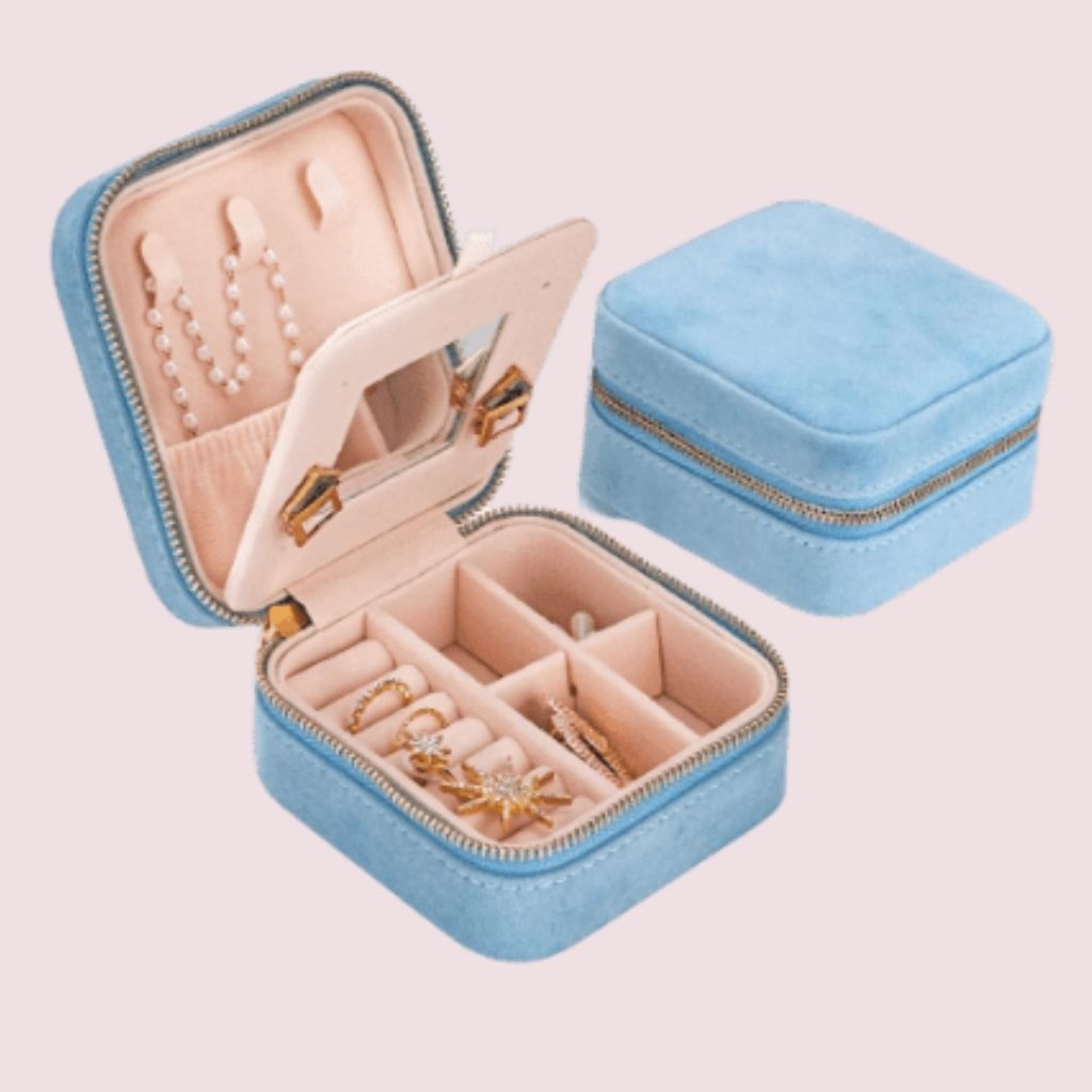 Hivory Small travel Jewelry case helps you organize your trinkets, rings, or any jewelry pieces. The travel jewelry case is perfect to carry your treasures with its multiple compartments for different rings earrings & necklaces.