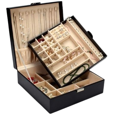 2 Layer Jewelry Box with Removable Tray - Hivory