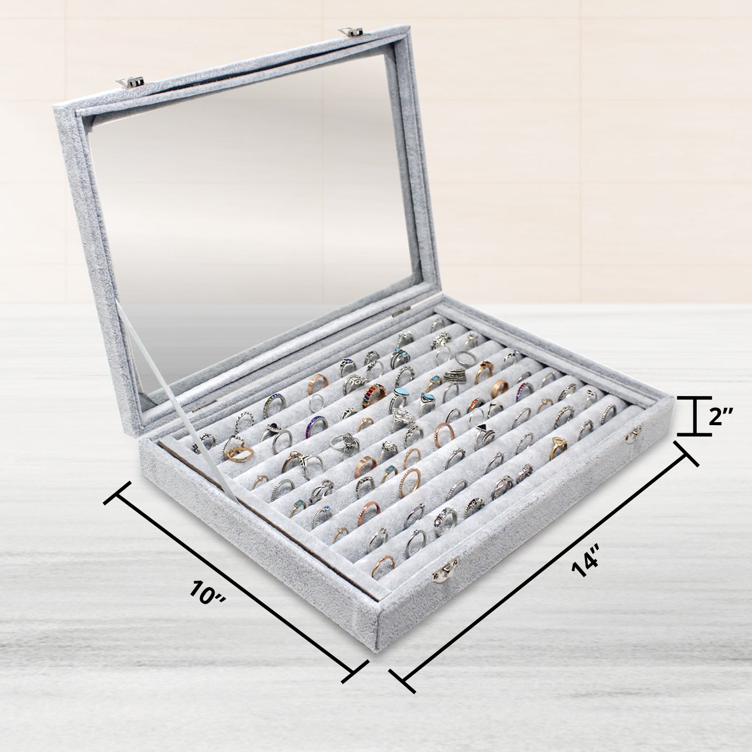 Ring Organizer Jewelry Display Box (10 Rows) - Hivory