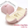 Pink Velvet Double Ring Box Wedding Jewelry Packaging Box
