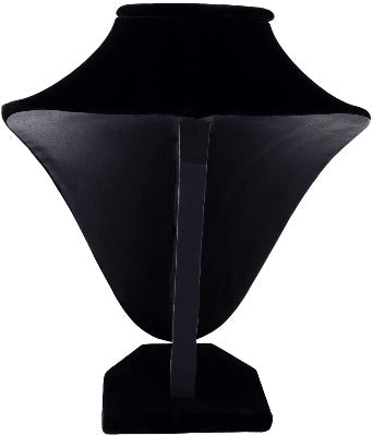9" Black Velvet Jewelry Easel Necklace Chain Display Bust Stand