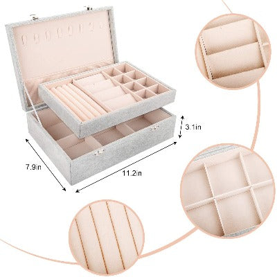 2 Layer Jewelry Box with Removable Tray