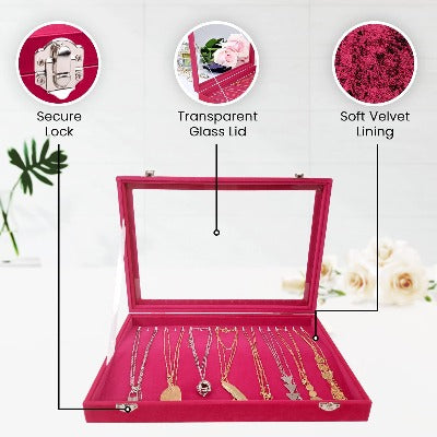 Velvet Stackable Necklace Jewelry Holder Tray