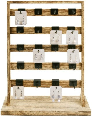 Wooden Jewelry Display Rack with 20 Hooks - Hivory