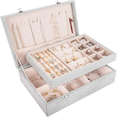 2 Layer Jewelry Box with Removable Tray