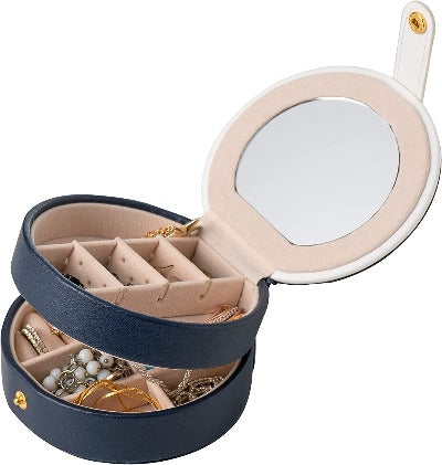 Small Jewelry Storage Box Round - Two Layer