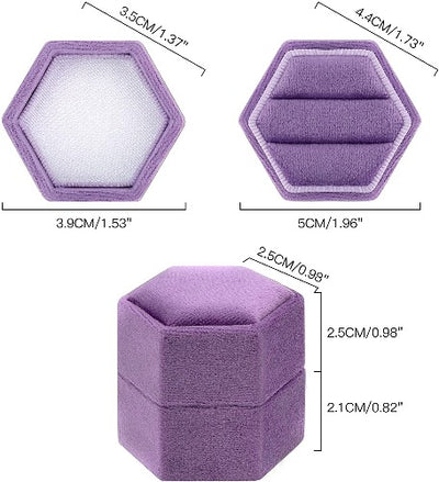 Velvet Hexagon Double Ring Display Box