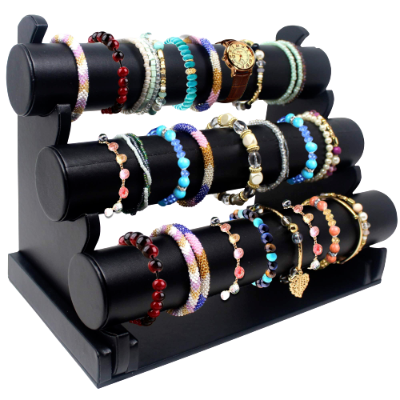 Faux Leather Jewelry Bracelets Holder Stand