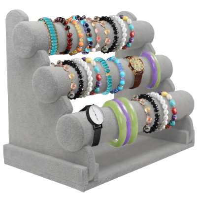 Bracelet Holder with Three Tier Racks ~ Velvet Bracelet Bangle Stand ~  Jewelry Organizer ~ Bangle Display ~ Jewelry Organizer for Wrist Watch