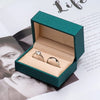 PU Leather Double Ring Box Case for Wedding Engagement