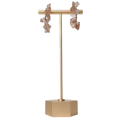 Gold Metal Earring T Bar Stand Retail Display Holders