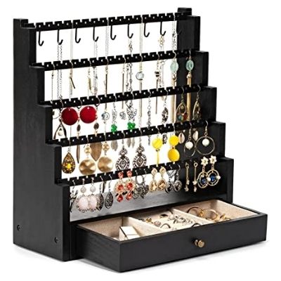 Wooden and metal earring holders earing stand for jewelry bracelet holders  jewelery organizer jewellery display case