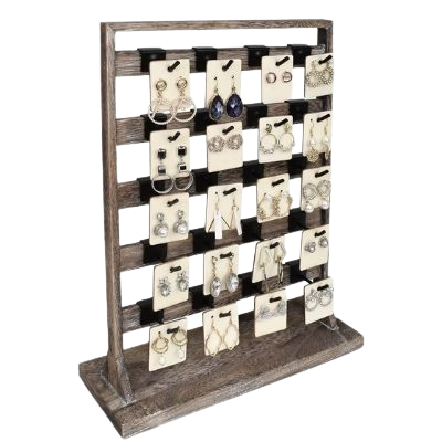 Wooden Jewelry Display Rack with 20 Hooks