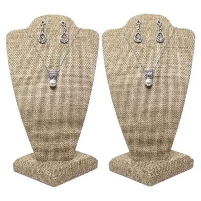 2 Pcs Small Burlap Necklace Chain Jewelry Bust Display