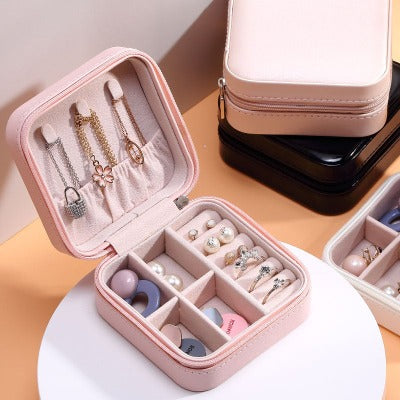 Mini Jewelry Box Organizer Display Travel Jewelry Zipper Case