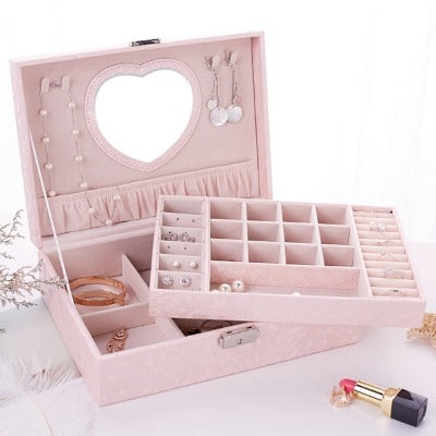 Double-Layer Leather Jewelry Box