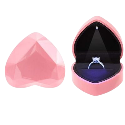 Heart Shaped Velvet Ring Case with LED Light for Proposal
