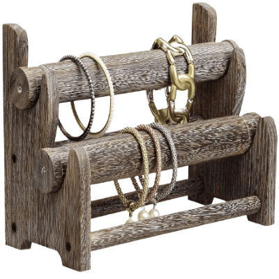 Wooden 2-Tier Bar Bracelet Holder