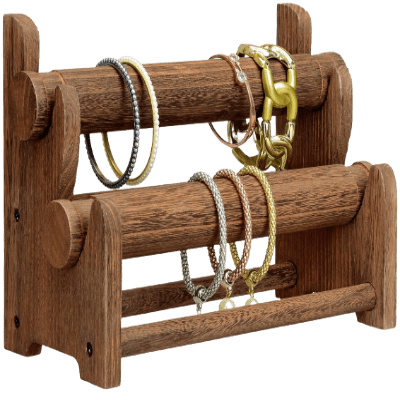 Wooden 2-Tier Bar Bracelet Holder